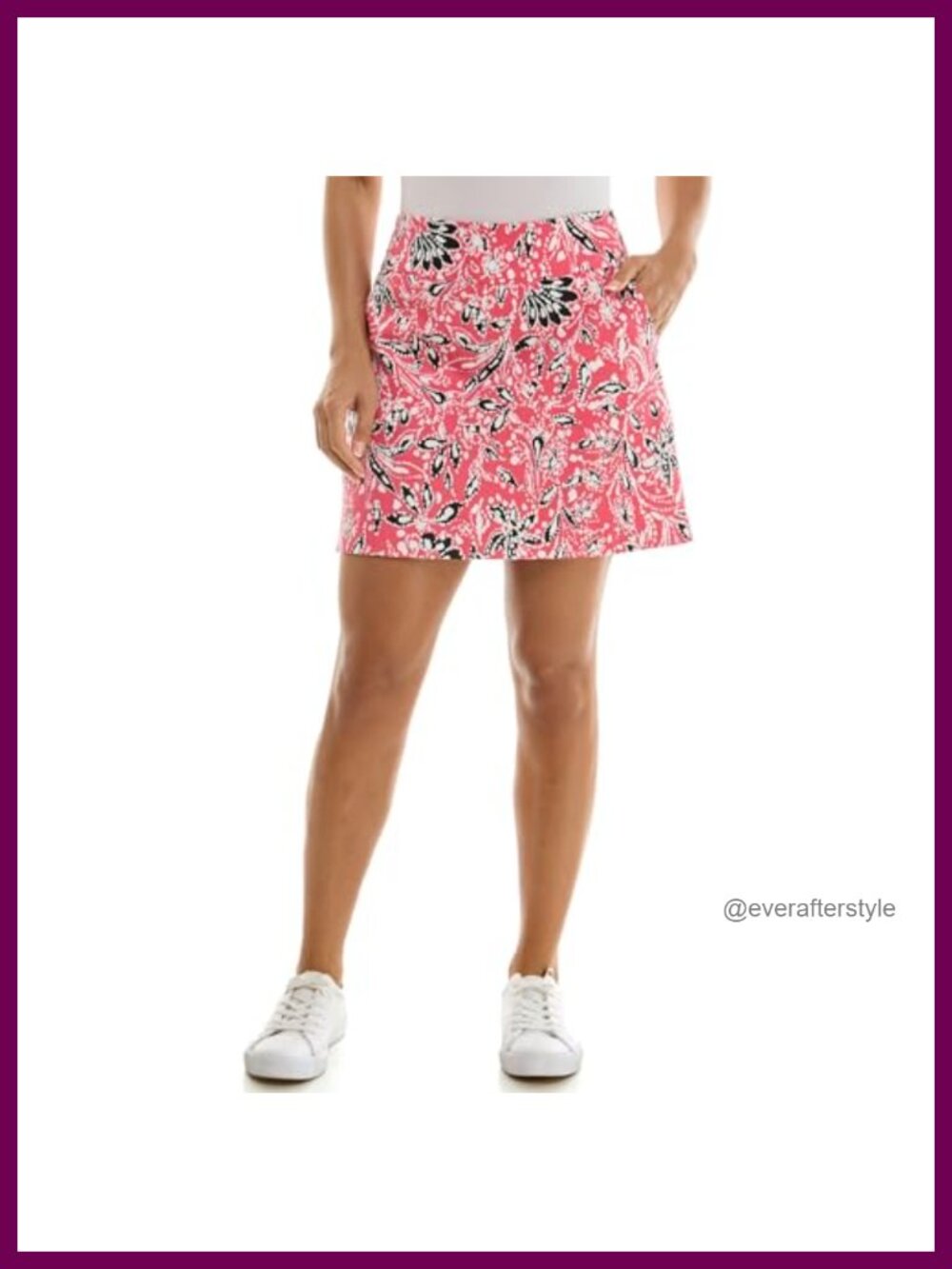 Pull-On Skort with Built-in Shorts 17" Mid-Length Stretch Tennis Golf